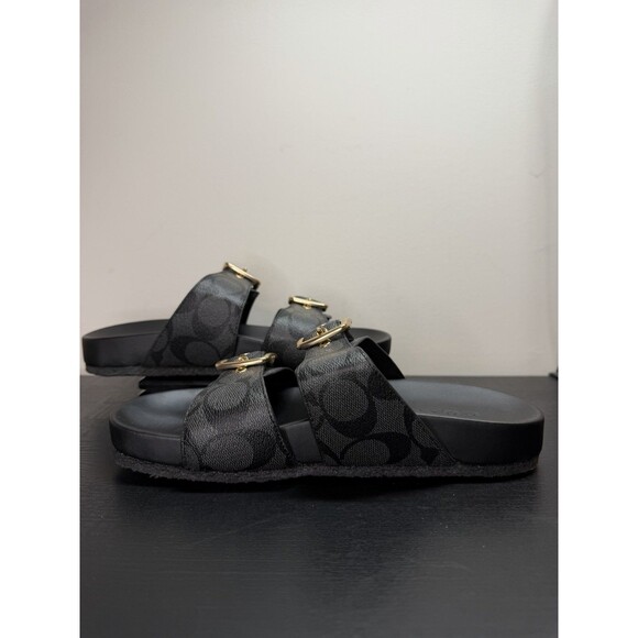 COACH Allanah Sandal Black Gold Buckles Women’s Sz 6B CK412 - Picture 7 of 12